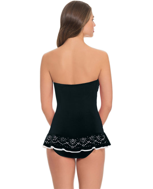 Back View of Profile By Gottex Enchantment Black One Piece Bandeau Swimdress | PRO BLACK