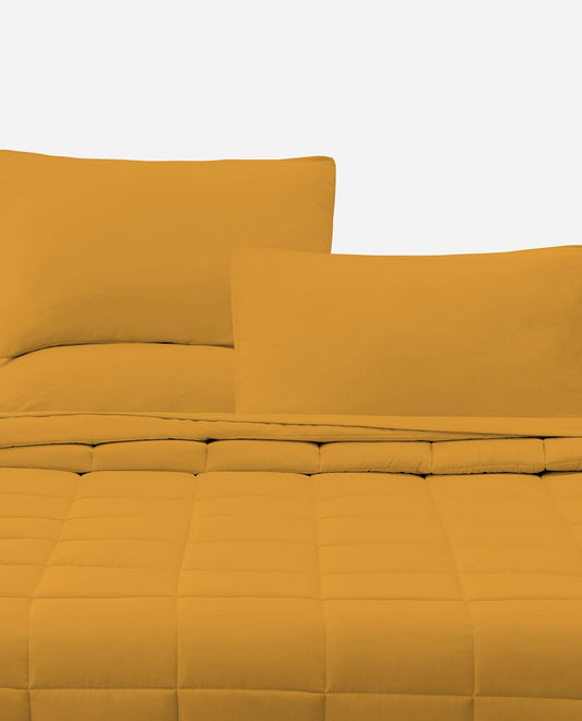 Back View of Danskin Honey Mustard Perform Performex Comforter Set | DSK HONEY MUSTARD