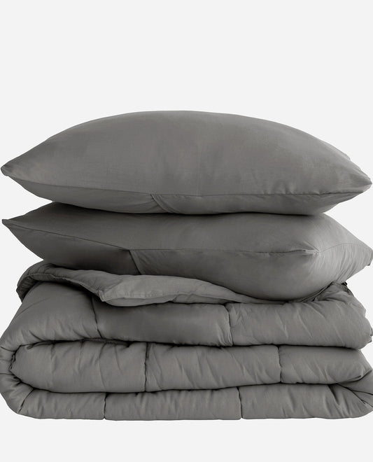 Front View of Danskin Charcoal Perform Performex Comforter Set | DSK CHARCOAL