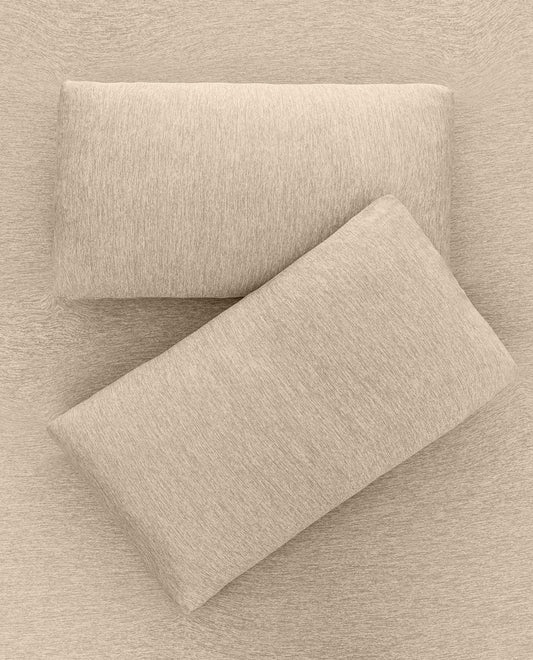 Front View of Danskin Heathered Antique White Perform Kool Sheet Set | DSK HEATHERED ANTIQUE WHITE