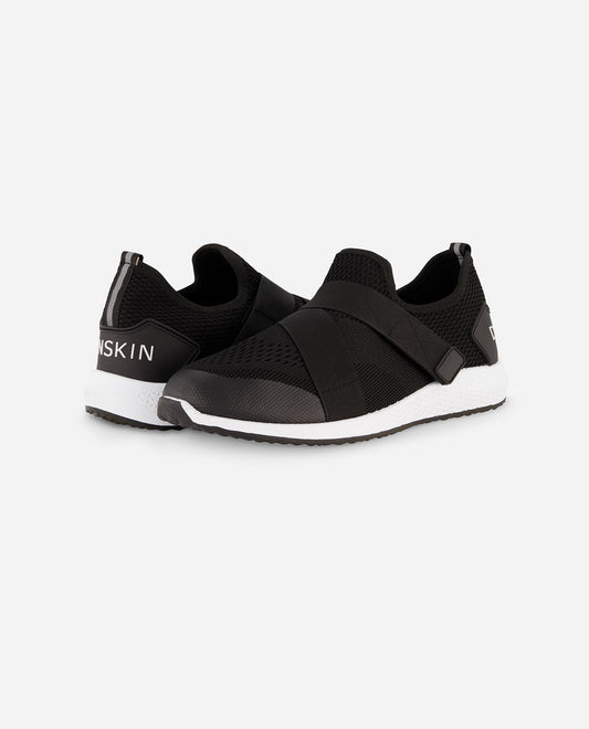 Front View of Danskin Black Encourage Strap Sneaker | DSK BLACK