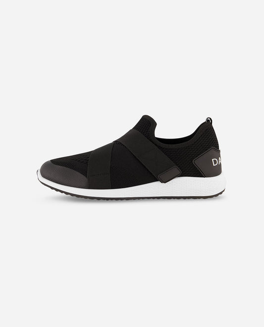 Side View of Danskin Black Encourage Strap Sneaker | DSK BLACK