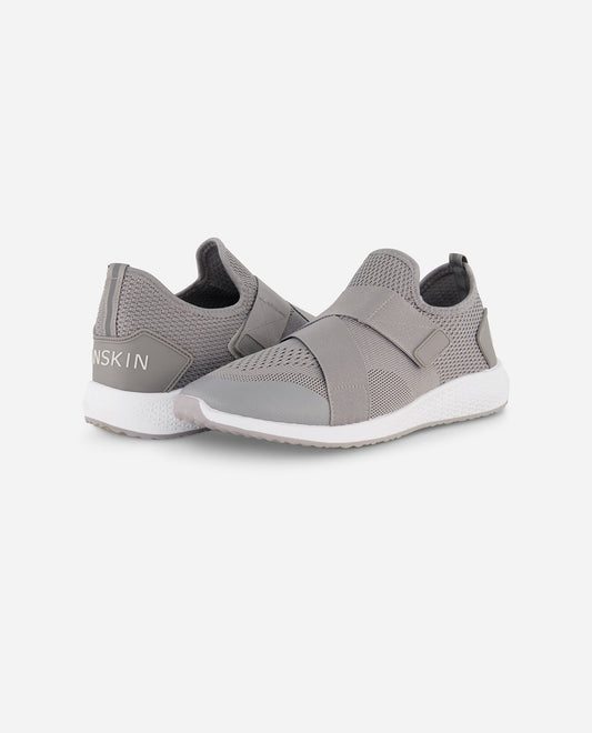 Front View of Danskin Light Grey Encourage Strap Sneaker | DSK LIGHT GREY