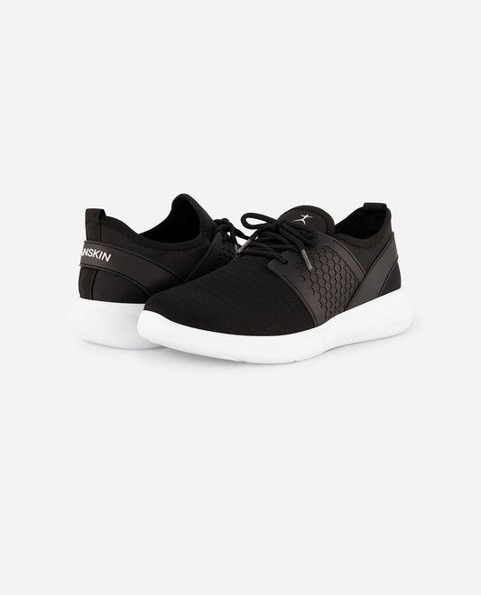 Front View of Danskin Black Enjoy Lace Up Sneaker | DSK Black