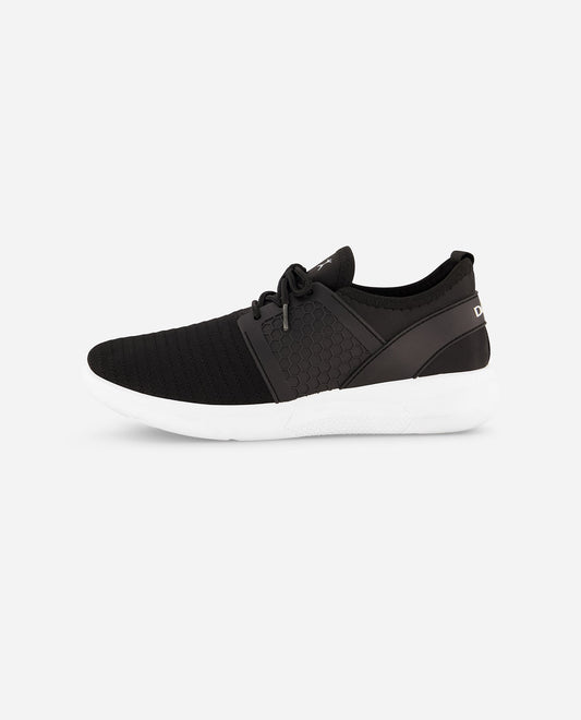 Side View of Danskin Black Enjoy Lace Up Sneaker | DSK Black
