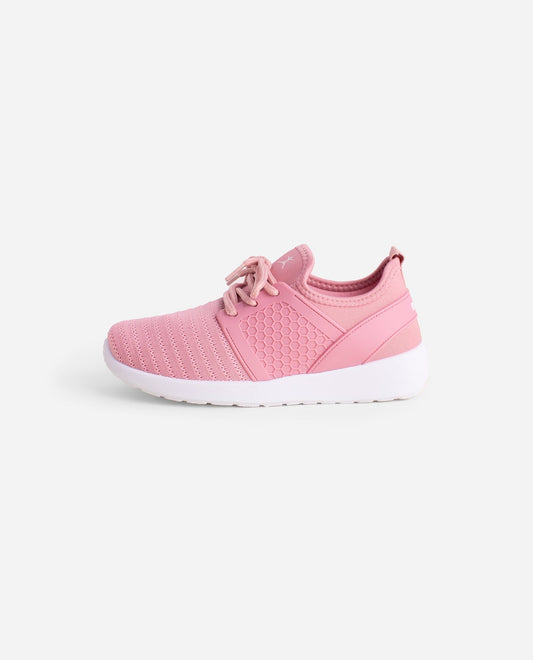 Side View of Danskin Pink Girls Enjoy Lace Up Sneaker | DSK PINK