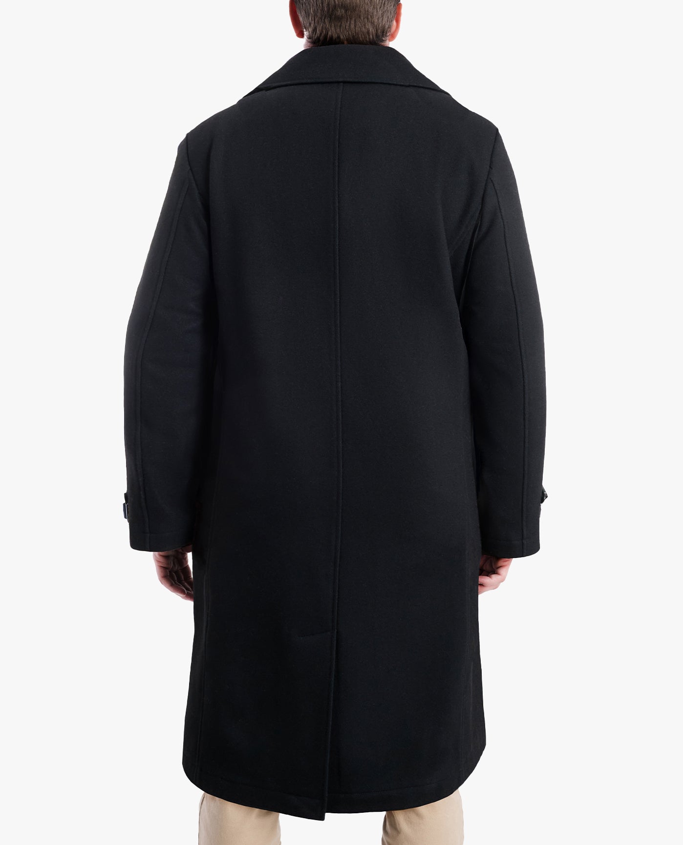 Back View of London Fog Lille 46" Officers Coat | LF BLACK

