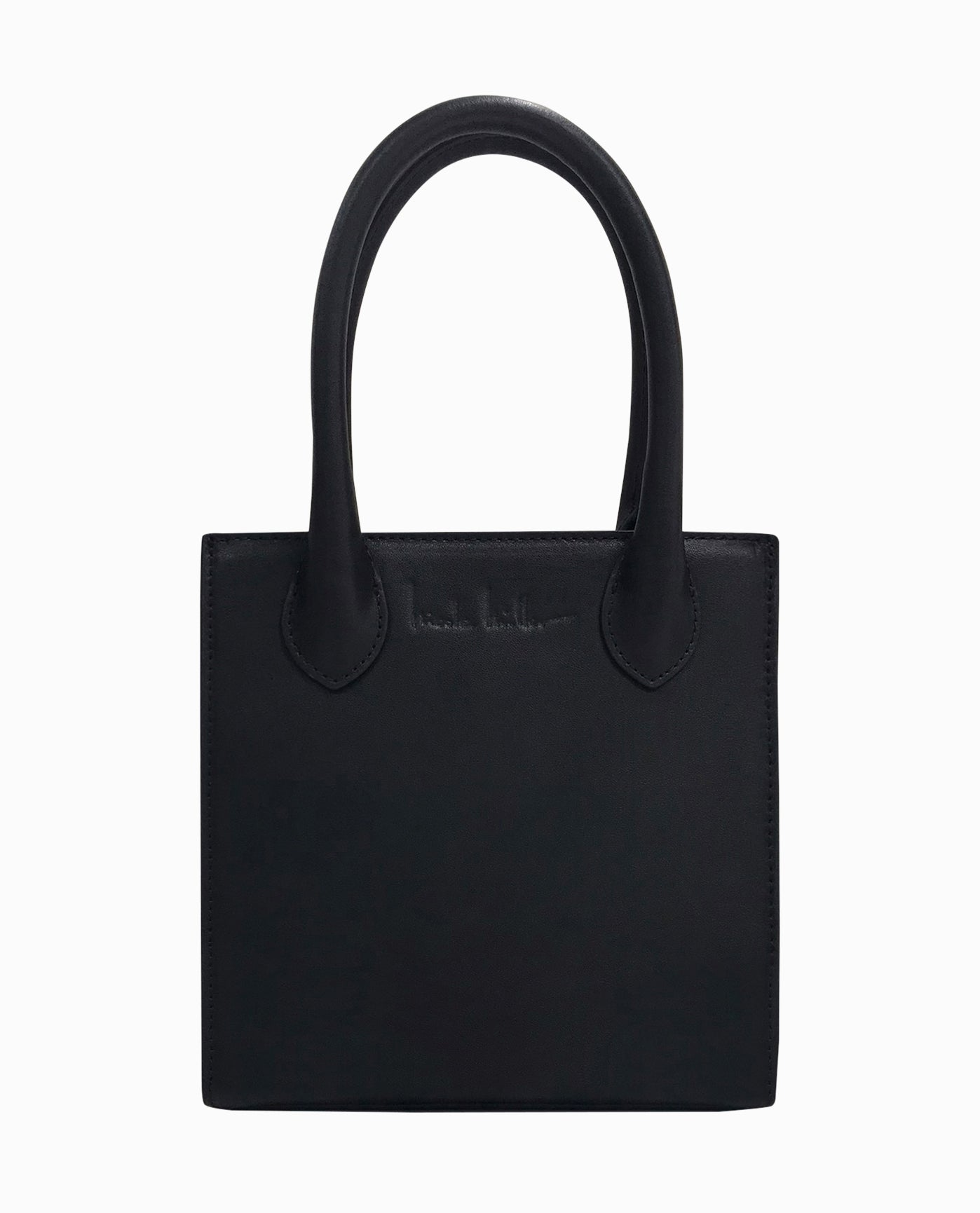 Front View Of Nicole Miller Leather Nikki Bag | NM BLACK