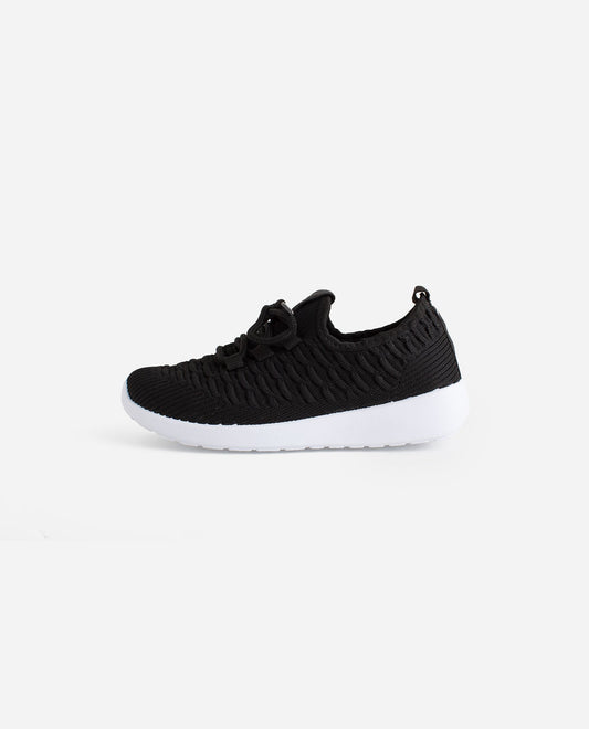 Side View of Danskin Black Girls Honor Lace Up Sneaker | DSK BLACK