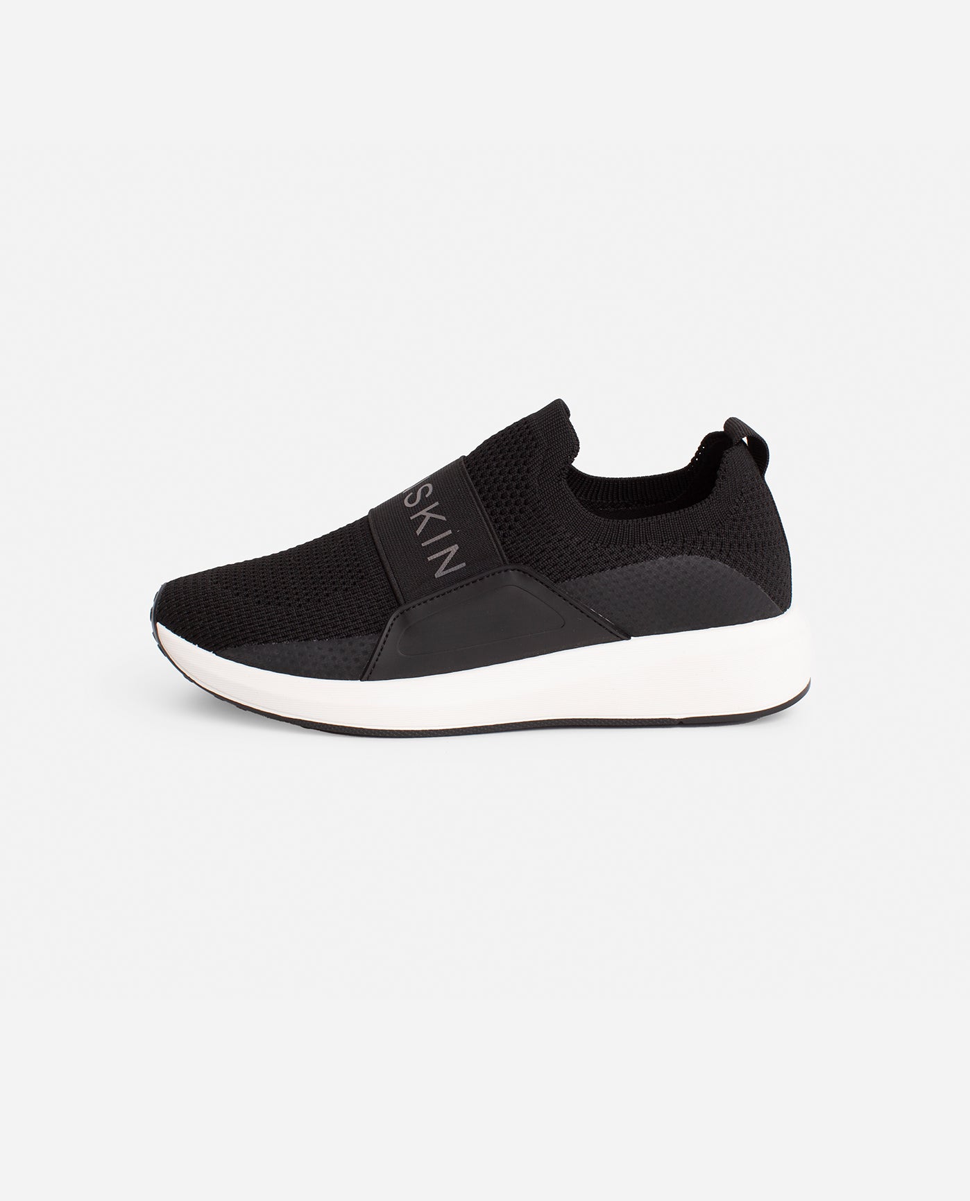 Side View Of Danskin Black Insight Slip On Sneaker | DSK BLACK