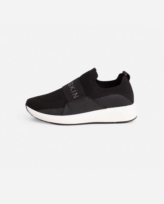 Side View Of Danskin Black Insight Slip On Sneaker | DSK BLACK