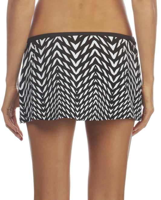 Back View of Kenneth Cole Optical Illusion Swim Skirt | KKC BLACK