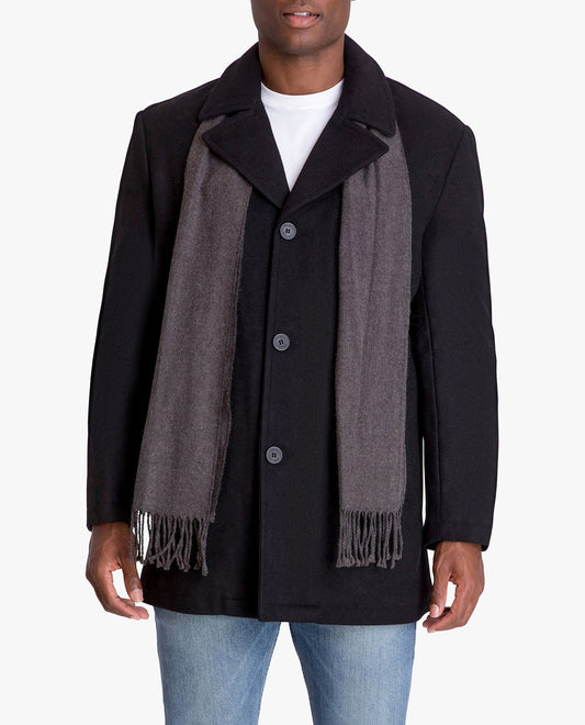 Front View of London Fog Amity Single Breasted Wool Jacket | LF BLACK