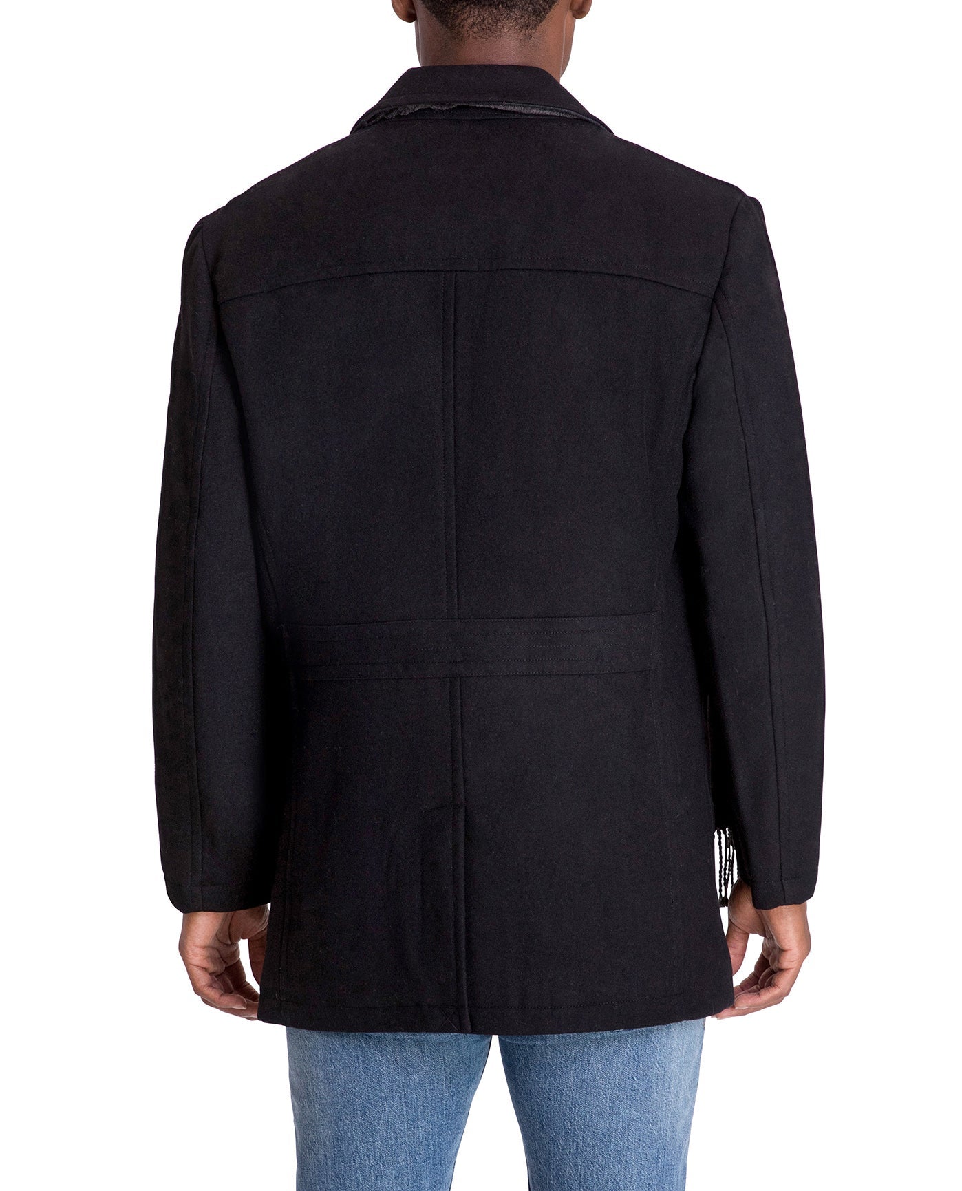 Back View of London Fog Amity Single Breasted Wool Jacket | LF BLACK