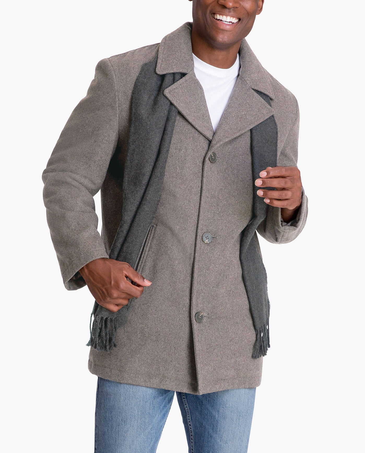 Alternate Front View of London Fog Amity Single Breasted Wool Jacket | LF MEDIUM GREY