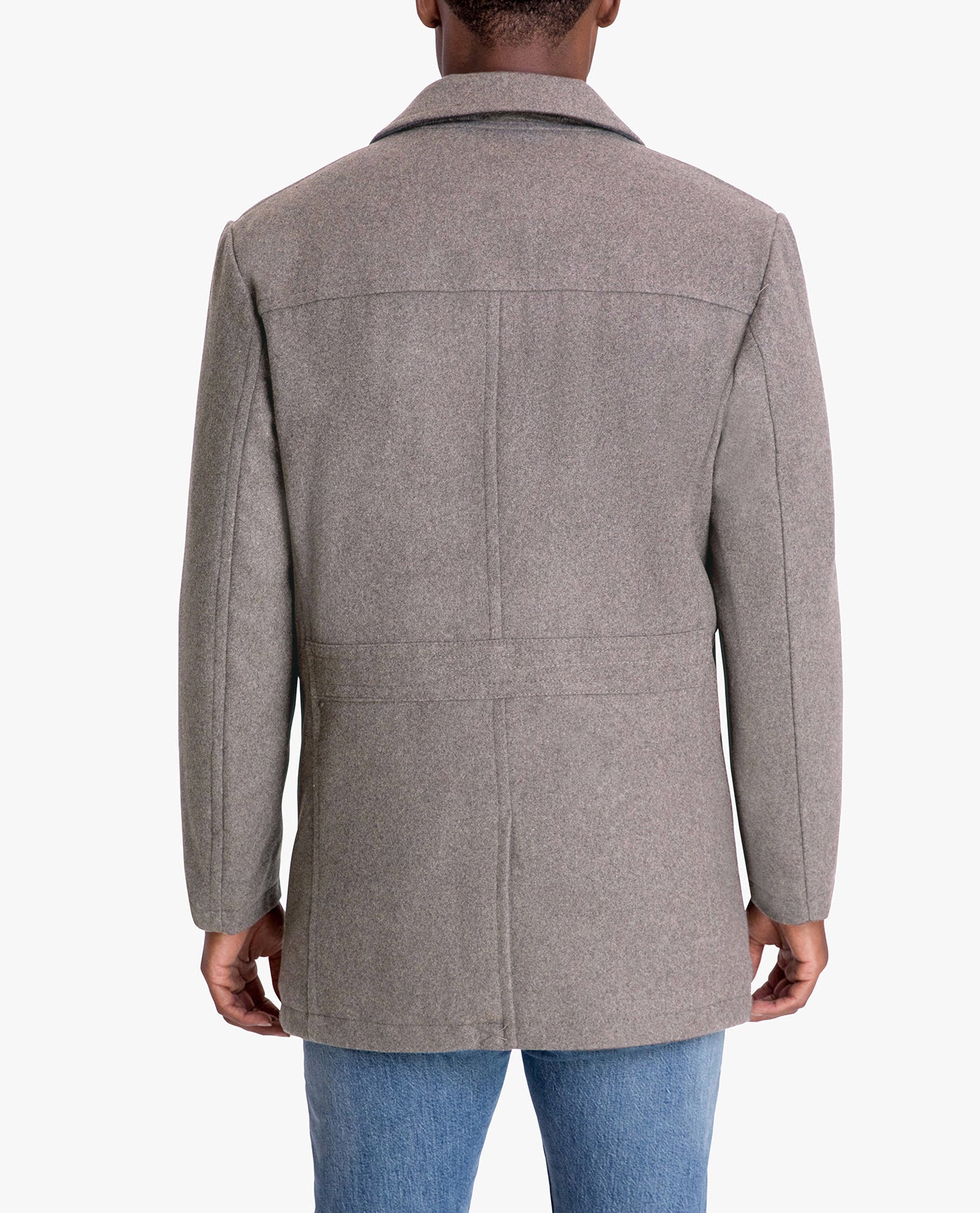 Back View of London Fog Amity Single Breasted Wool Jacket | LF MEDIUM GREY