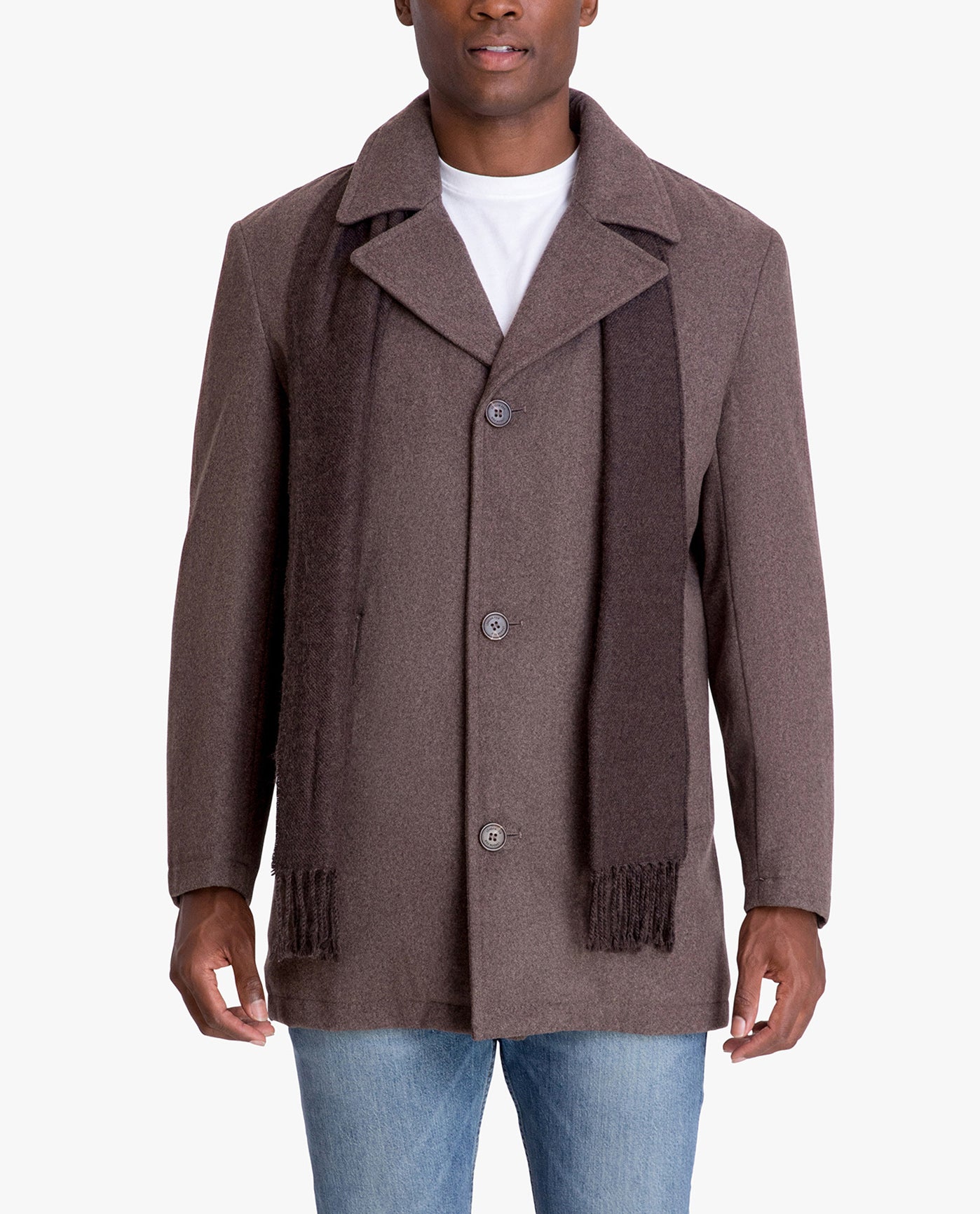 Front View of London Fog Amity Single Breasted Wool Jacket | LF NEW CHARCOAL