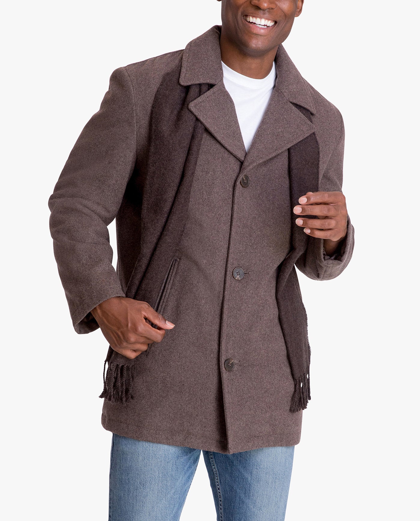 Alternate Front View of London Fog Amity Single Breasted Wool Jacket | LF NEW CHARCOAL