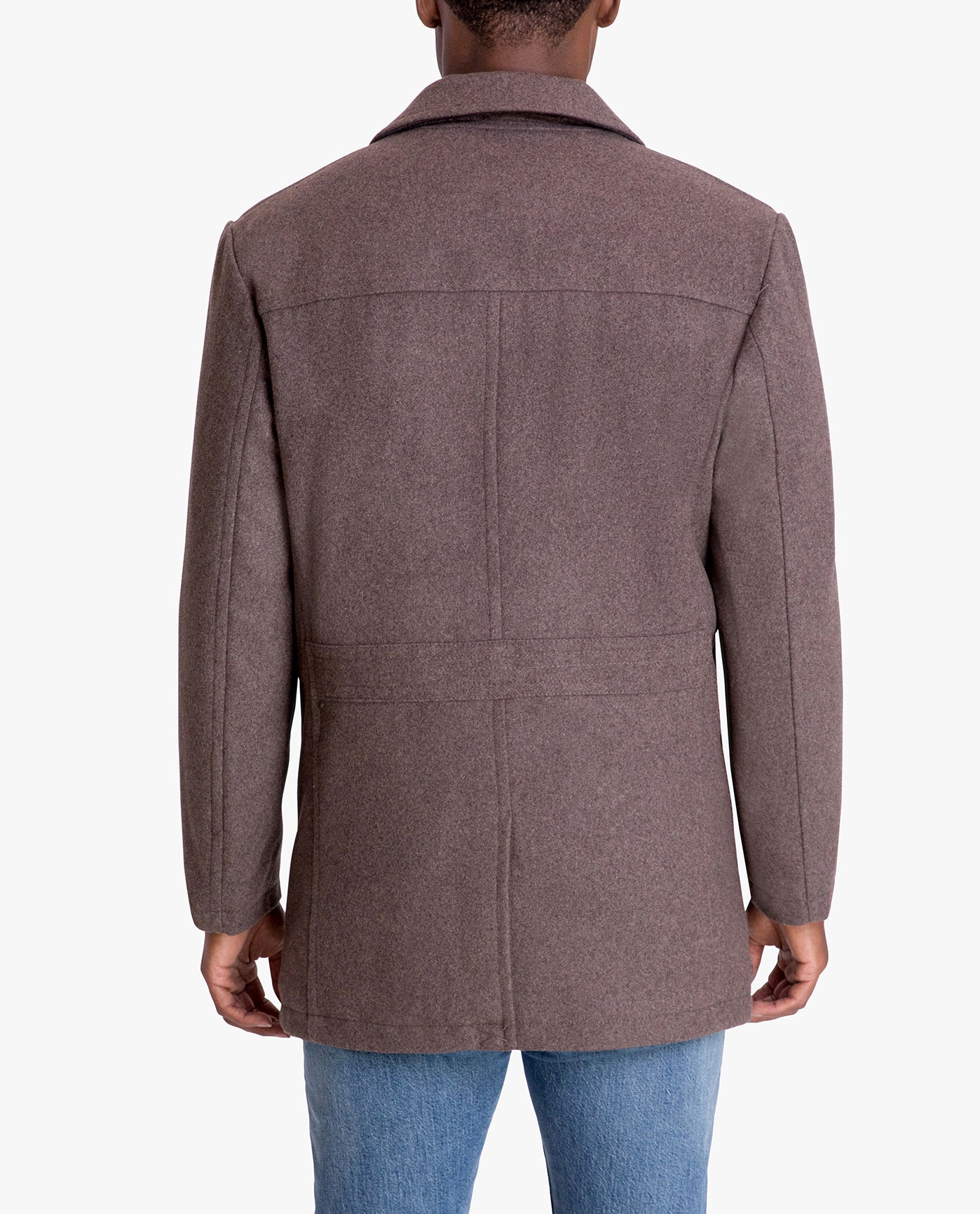 Back View of London Fog Amity Single Breasted Wool Jacket | LF NEW CHARCOAL