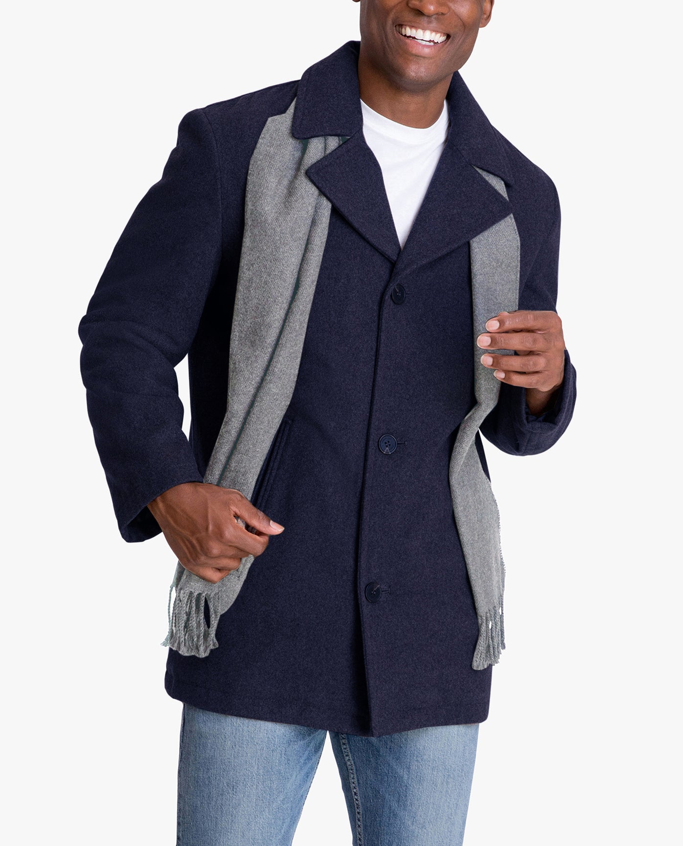 Alternate Front View of London Fog Amity Single Breasted Wool Jacket | LF NAVY HEATHER