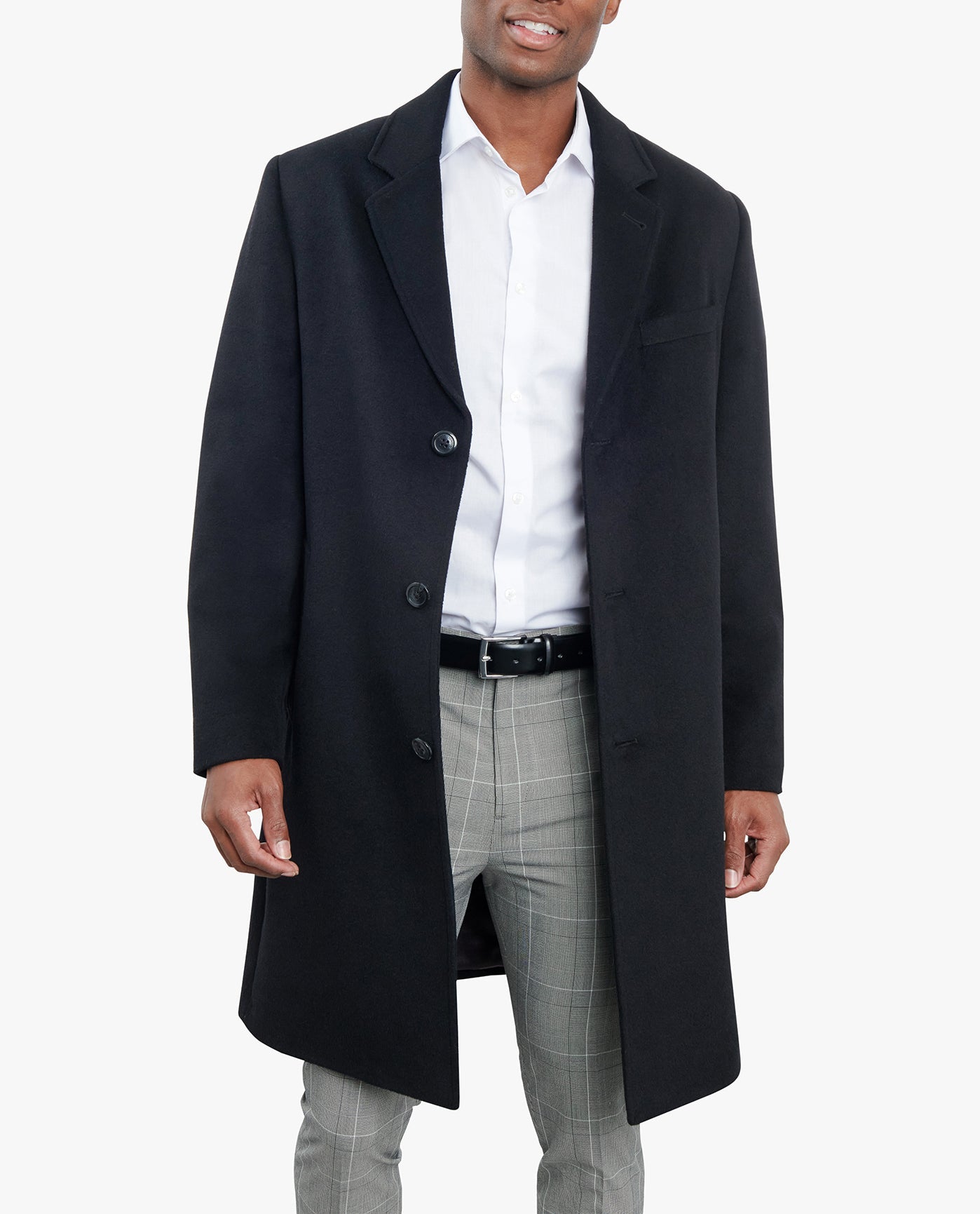 Alternate Front View of London Fog Signature 42" Single Breasted Wool Jacket | LF BLACK