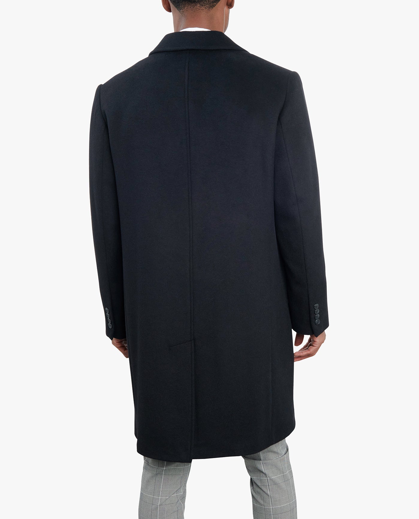 Back View of London Fog Signature 42" Single Breasted Wool Jacket | LF BLACK