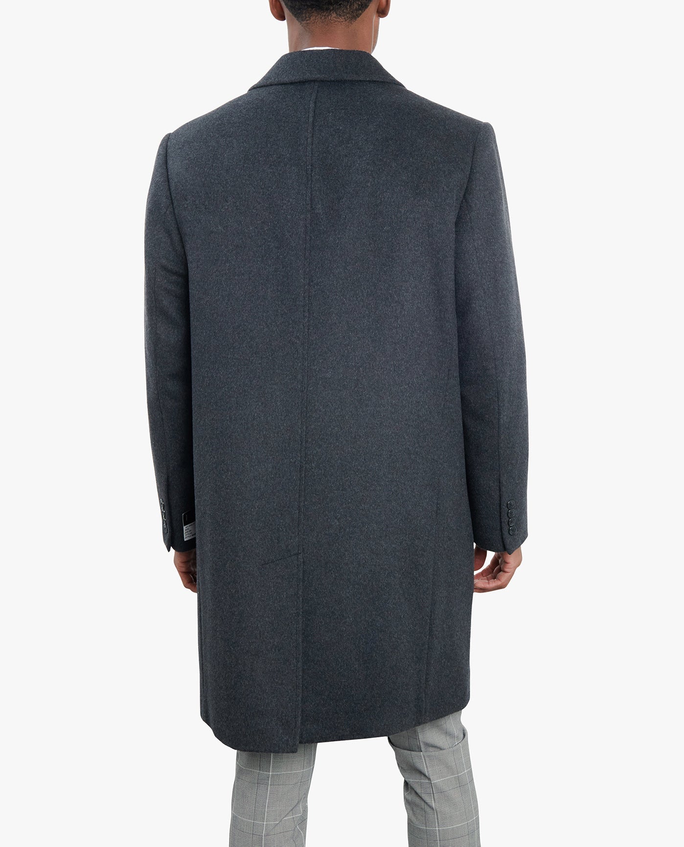 Back View of London Fog Signature 42" Single Breasted Wool Jacket | LF CHARCOAL