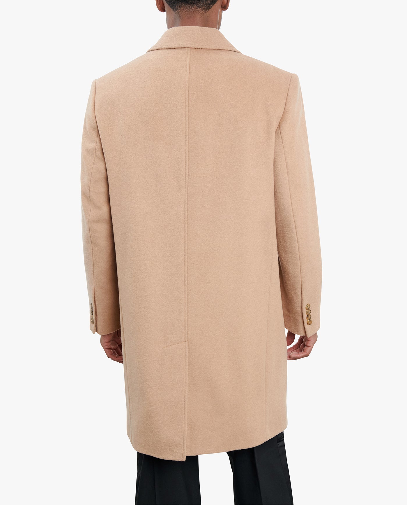 Back View of London Fog Signature 42" Single Breasted Wool Jacket | LF CAMEL