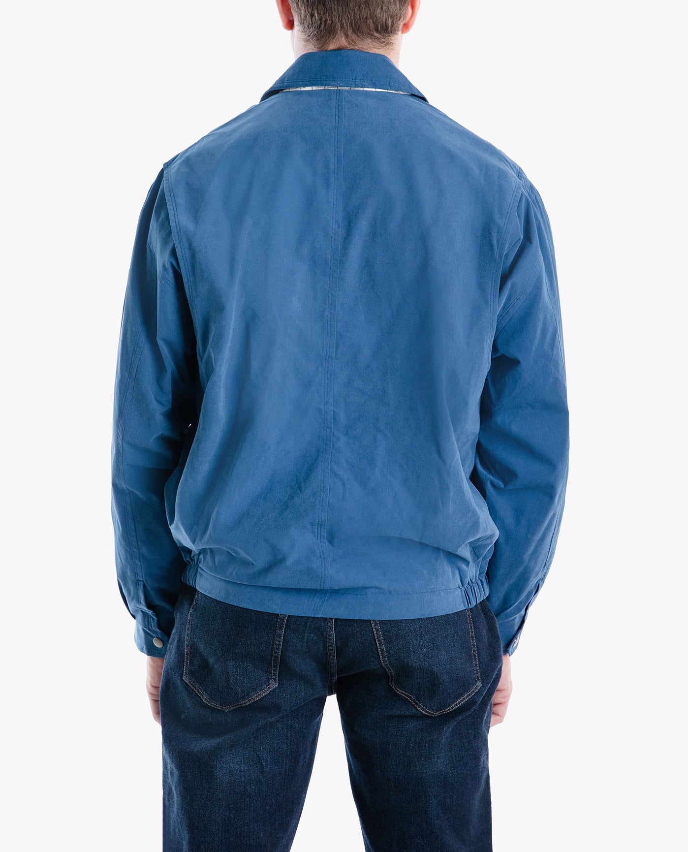 Back View of London Fog Auburn Light Weight Zip Front Golf Jacket | LF PACIFIC BLUE