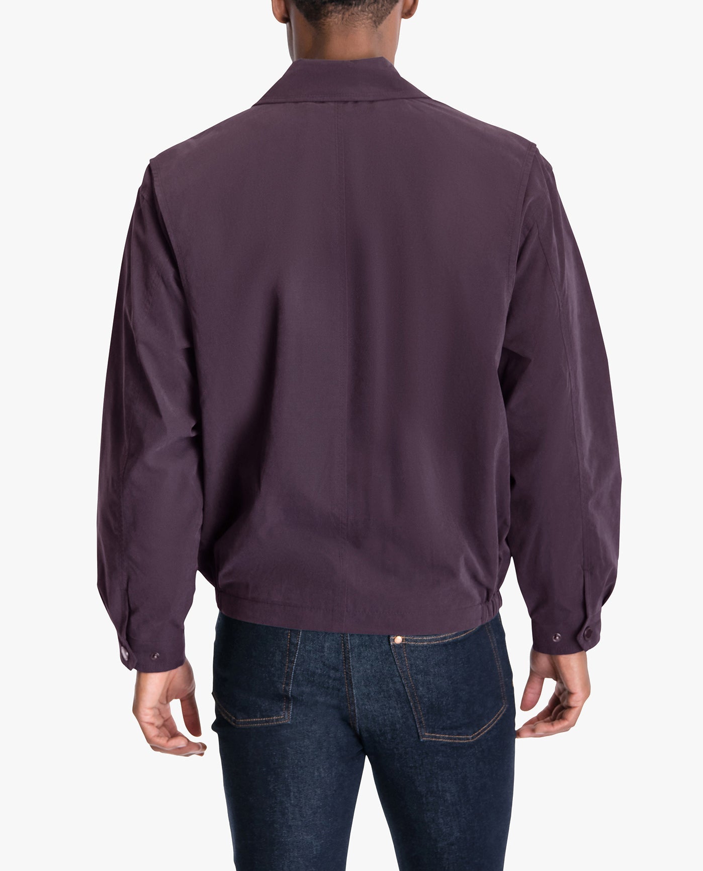 Back View of London Fog Auburn Light Weight Zip Front Golf Jacket | LF MAROON