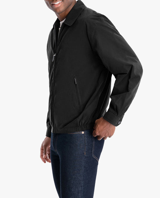 Side View of London Fog Big Men'S Auburn Light Weight Zip Front Golf Jacket | LF BLACK