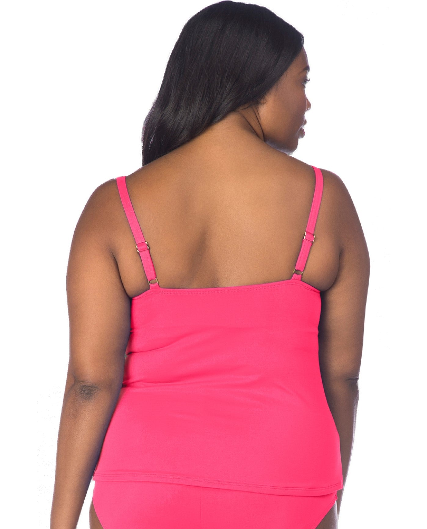 Back View of La Blanca Watermelon Pink Twist Front Tankini Top |  LAB WATERMELON