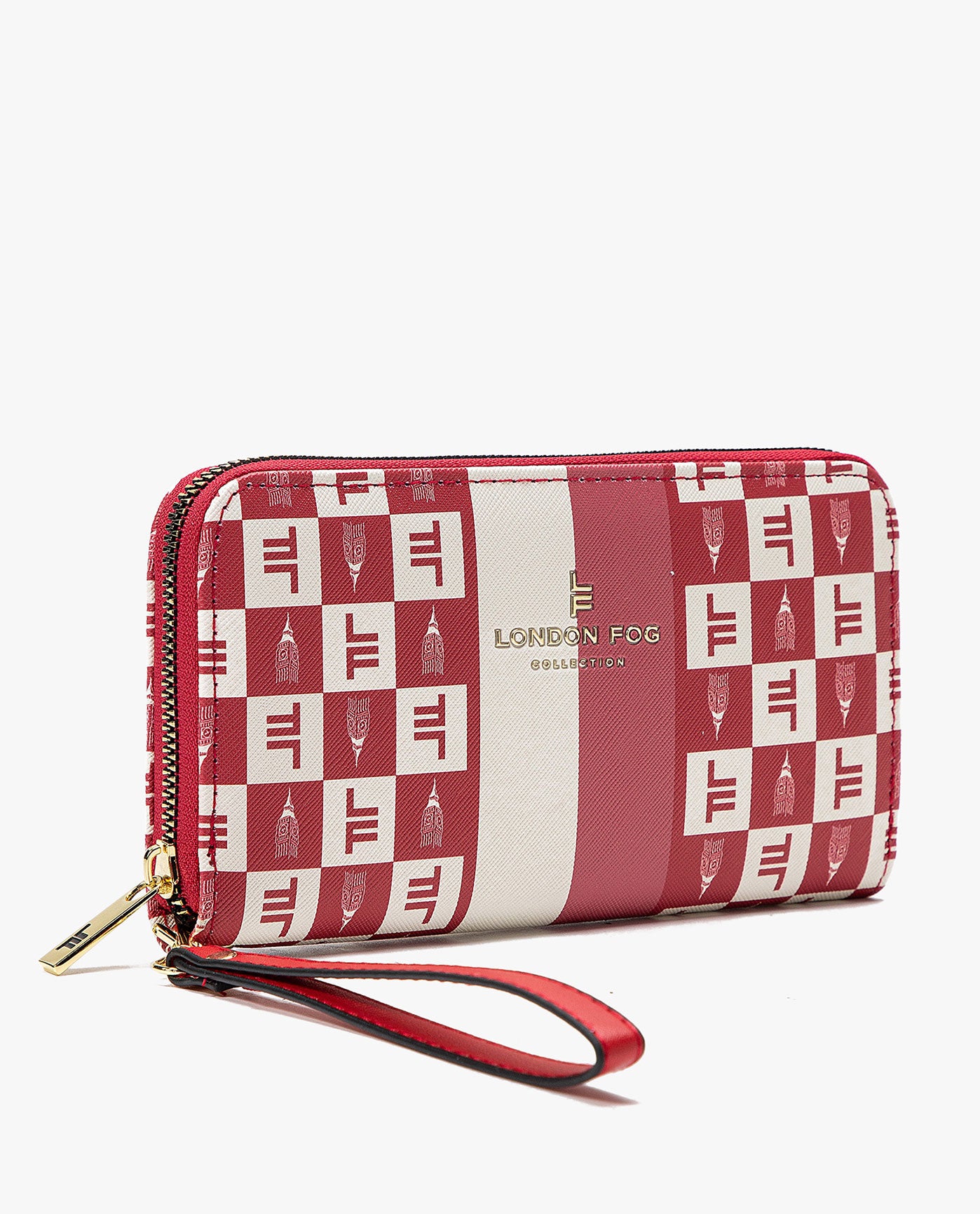 Side View of London Fog Adalia Signature Zip Around Wallet | LF BRICK