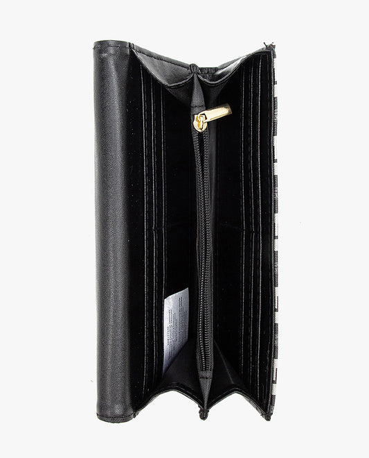 Top View of London Fog Lara Signature Flap Wallet | LF BLACK
