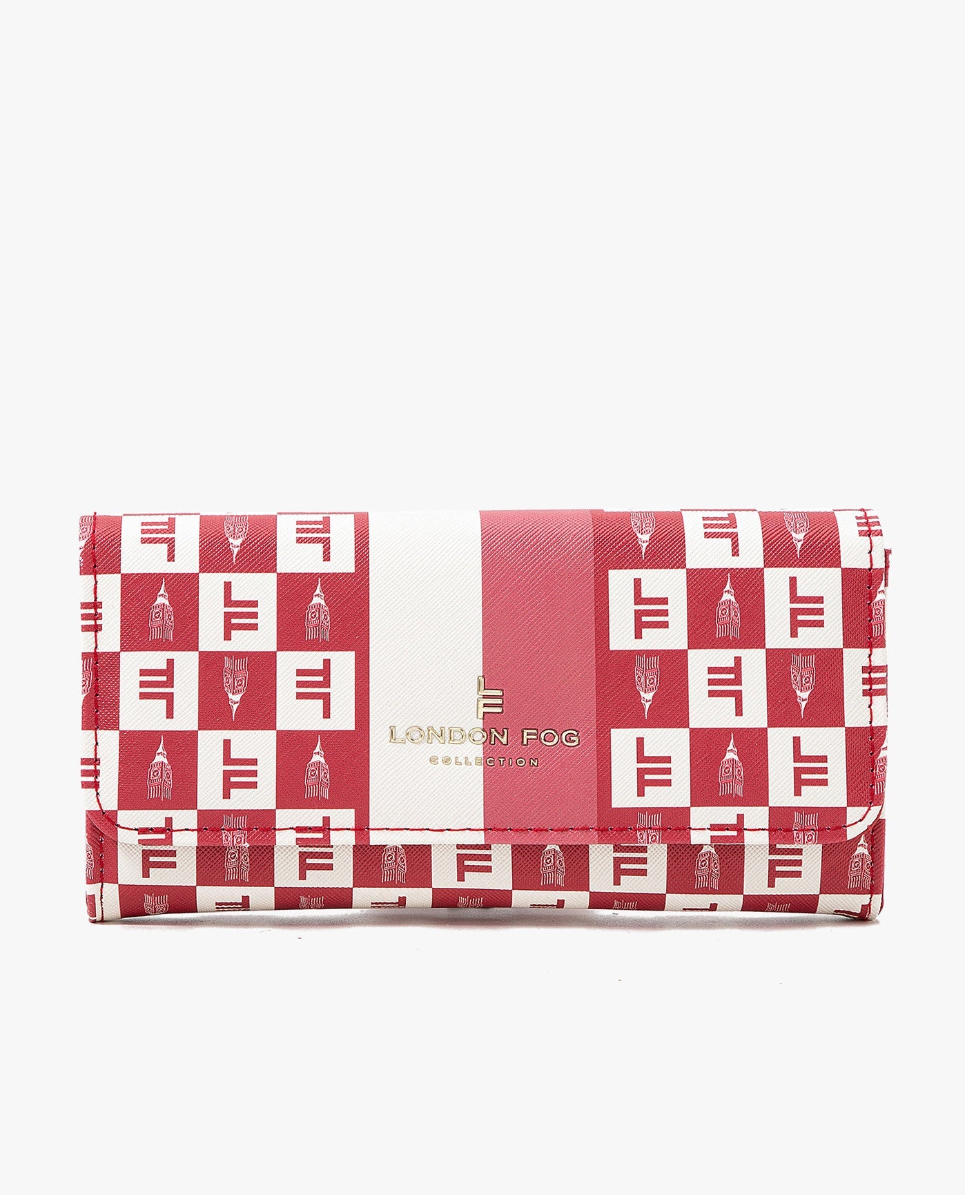 Front View of London Fog Lara Signature Flap Wallet | LF BRICK

