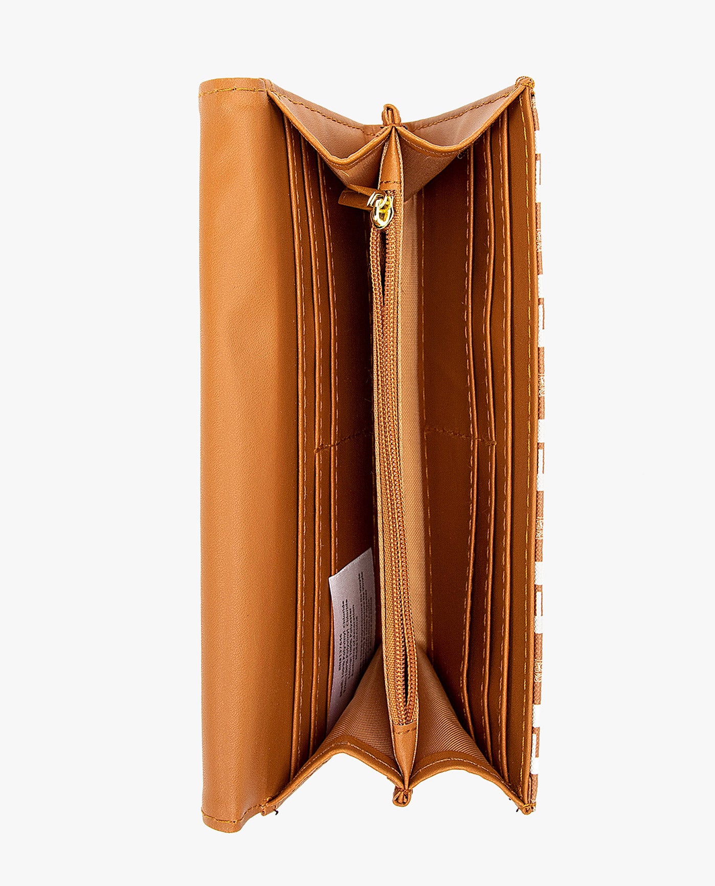 Top View of London Fog Lara Signature Flap Wallet | LF CAMEL
