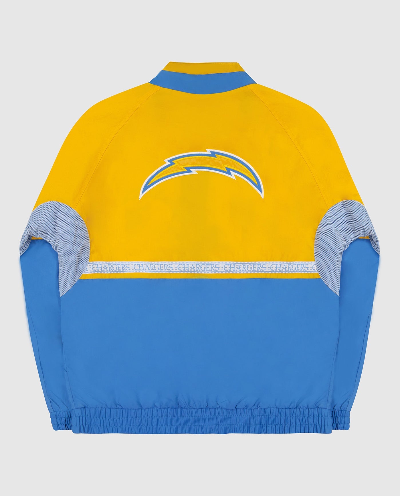 Back View of Starter Gold And Light Blue Los Angeles Chargers Full-Zip Academy Ii Starter Jacket | STR LOS ANGELES CHARGERS GOLD AND LIGHT BLUE