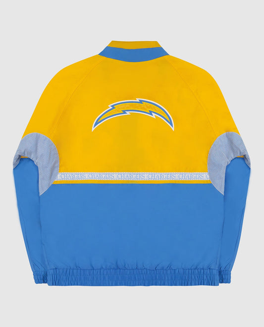 Back View of Starter Gold And Light Blue Los Angeles Chargers Full-Zip Academy Ii Starter Jacket | STR LOS ANGELES CHARGERS GOLD AND LIGHT BLUE