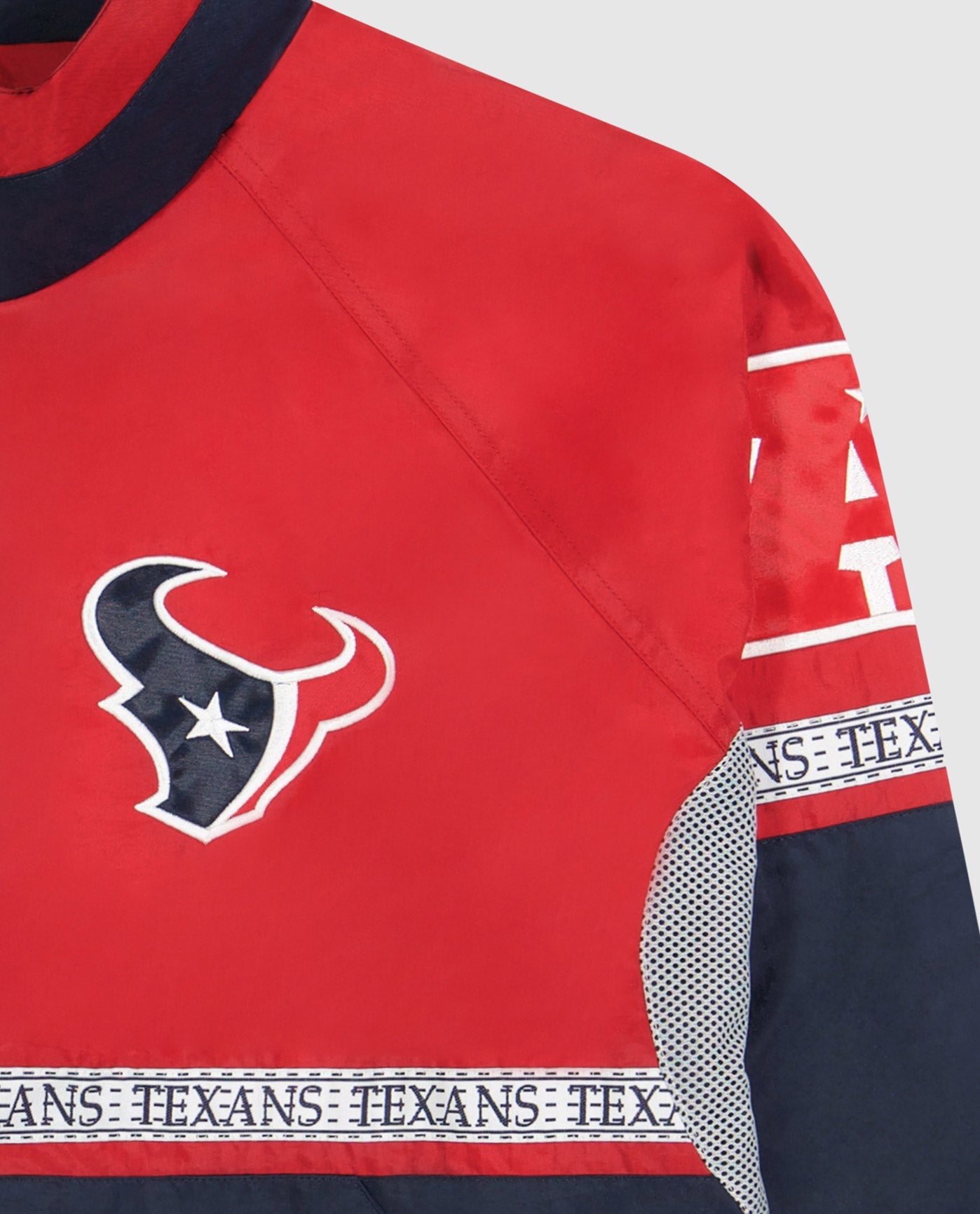 Side View of Starter Red And Navy Houston Texans Full-Zip Academy Ii Starter Jacket | STR HOUSTON TEXANS RED AND NAVY