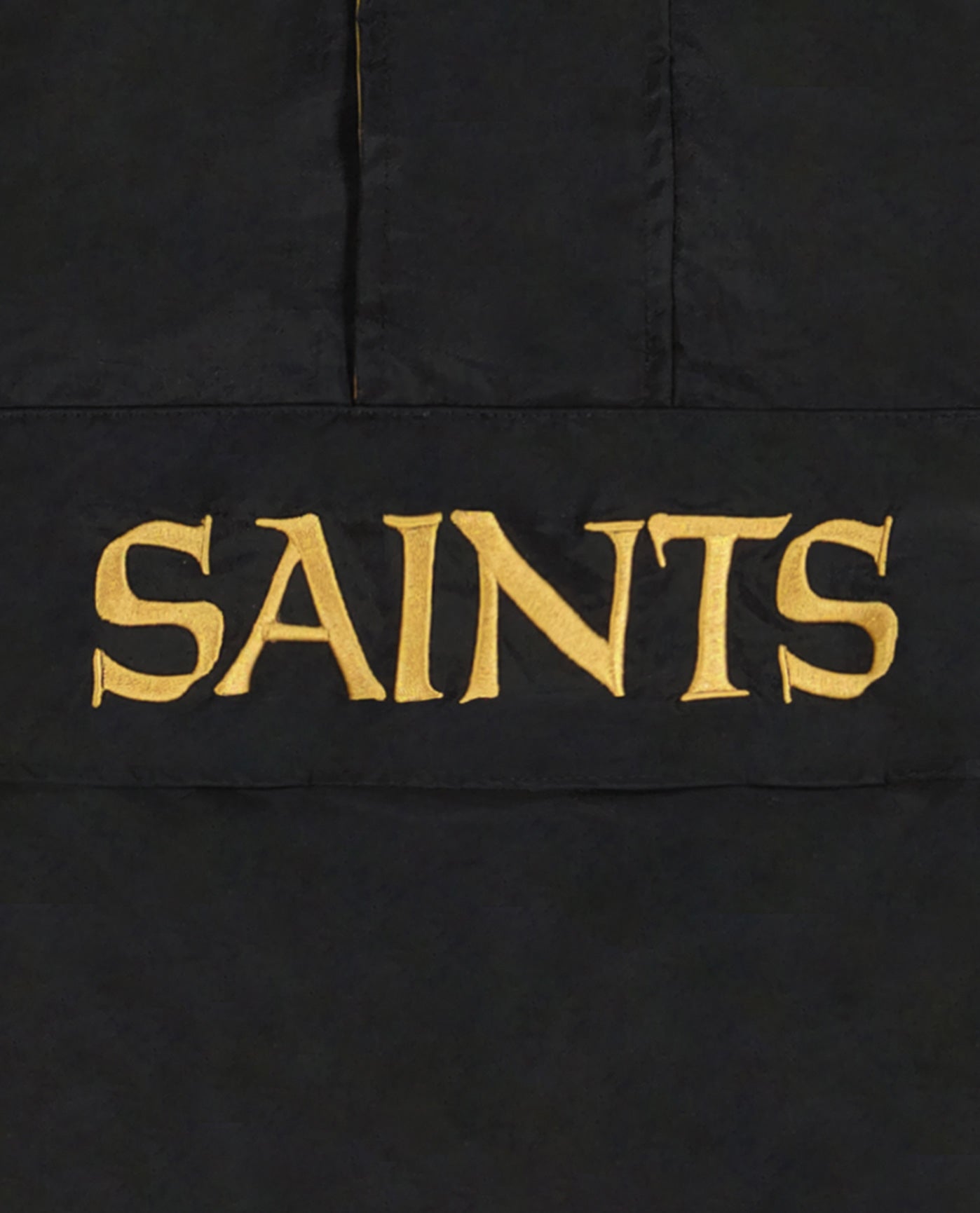 Side View of Starter Black New Orleans Saints Pullover Half-Zip Impact Starter Jacket | STR NEW ORLEANS SAINTS BLACK