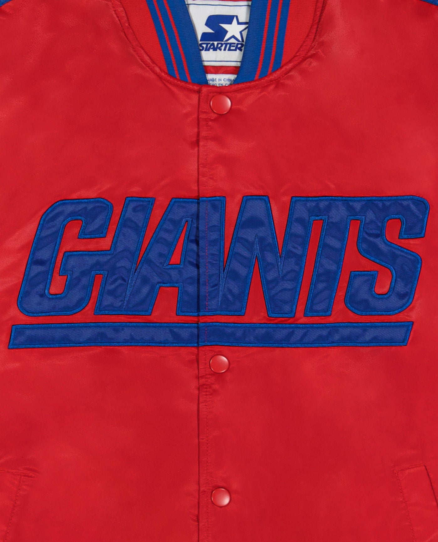 Alternate Detail View of Starter Red New York Giants Varsity Satin Full-Snap Starter Jacket | STR NEW YORK GIANTS RED