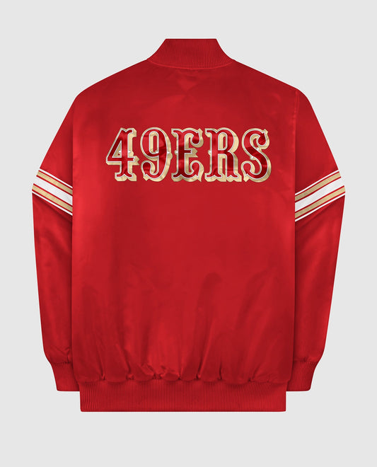Back View of Starter Red San Francisco 49Ers Satin Full-Snap Starter Jacket | STR SAN FRANCISCO 49ERS RED