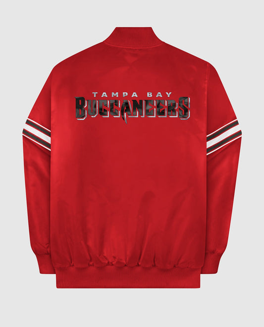 Back View of Starter Red Tampa Bay Buccaneers Satin Full-Snap Starter Jacket | STR TAMPA BAY BUCCANEERS RED