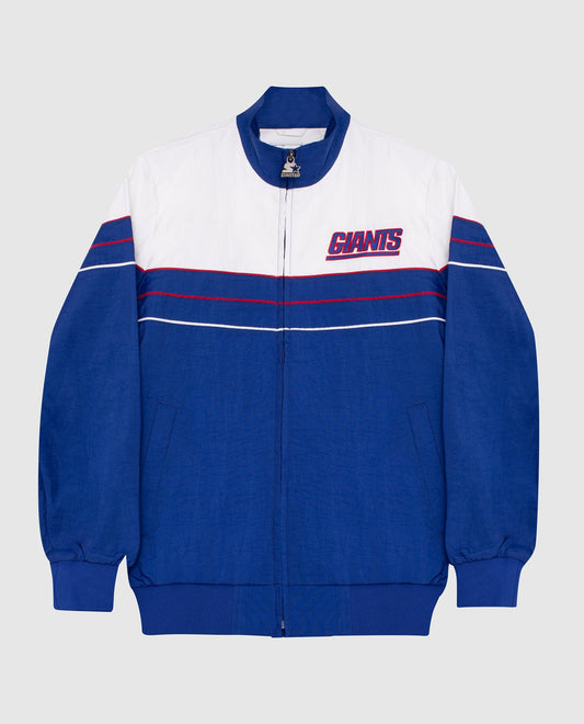 Front View of Starter Blue New York Giants Nylon Full-Zip Starter Jacket | STR NEW YORK GIANTS BLUE