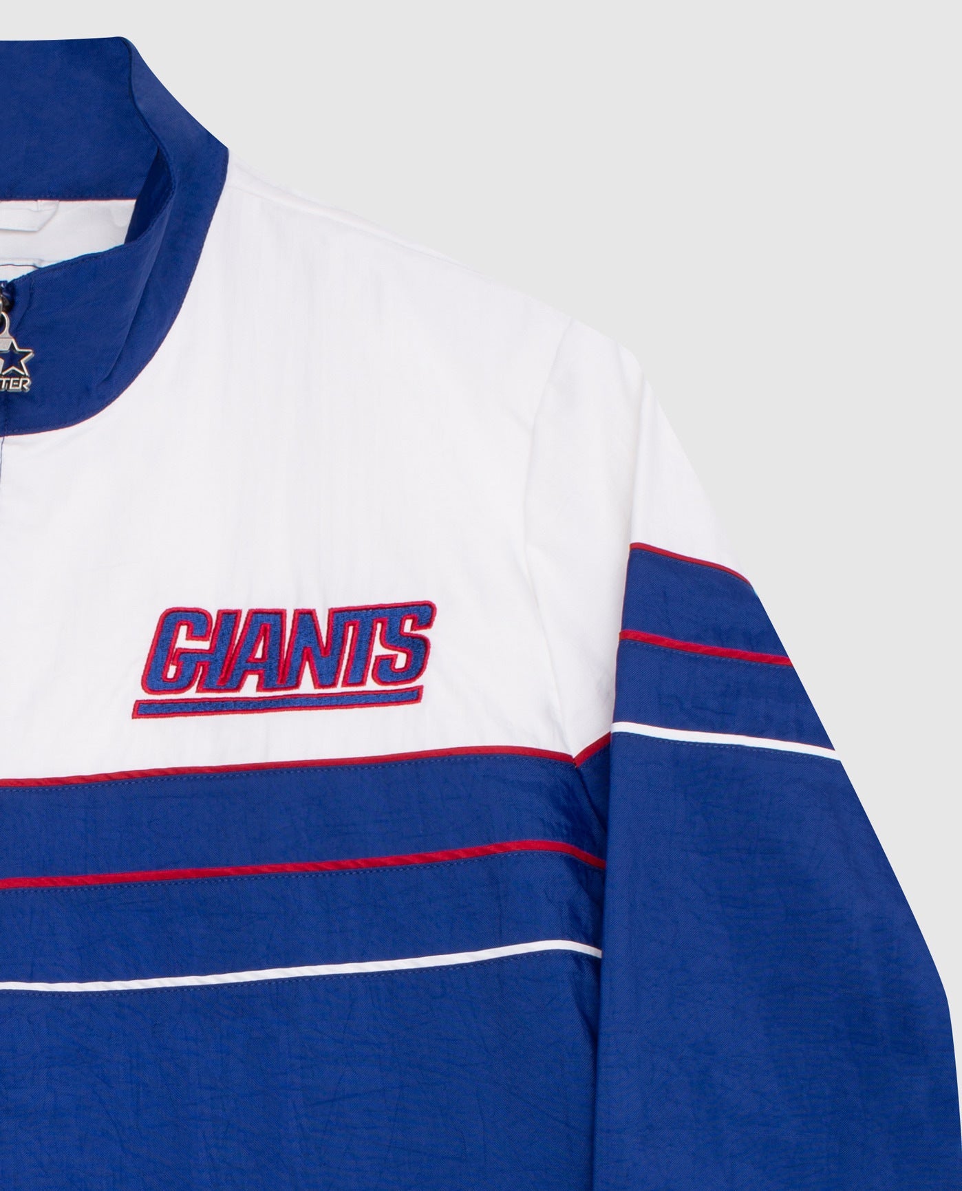 Side View of Starter Blue New York Giants Nylon Full-Zip Starter Jacket | STR NEW YORK GIANTS BLUE