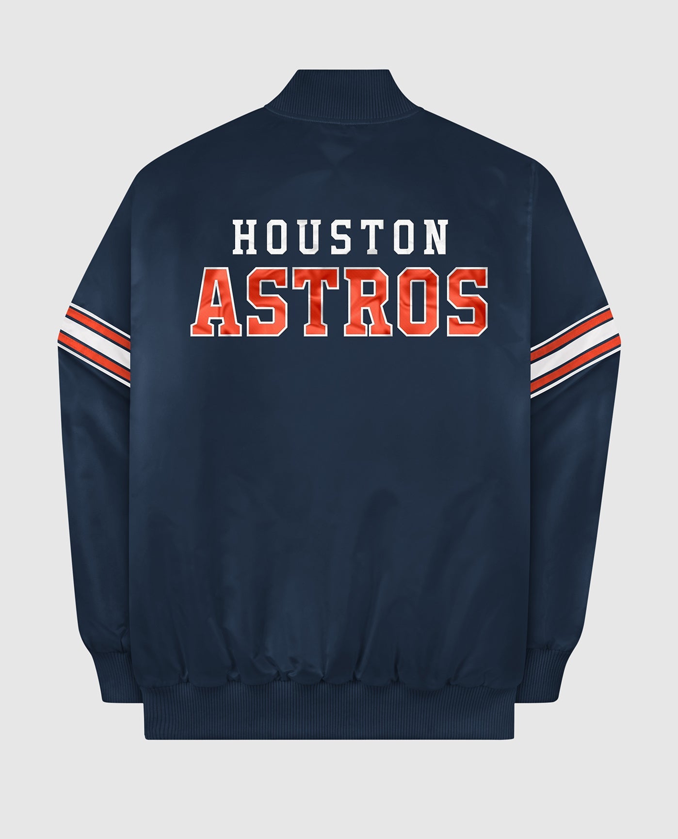 Back View of Starter Navy Houston Astros Satin Full-Snap Starter Jacket | STR HOUSTON ASTROS NAVY