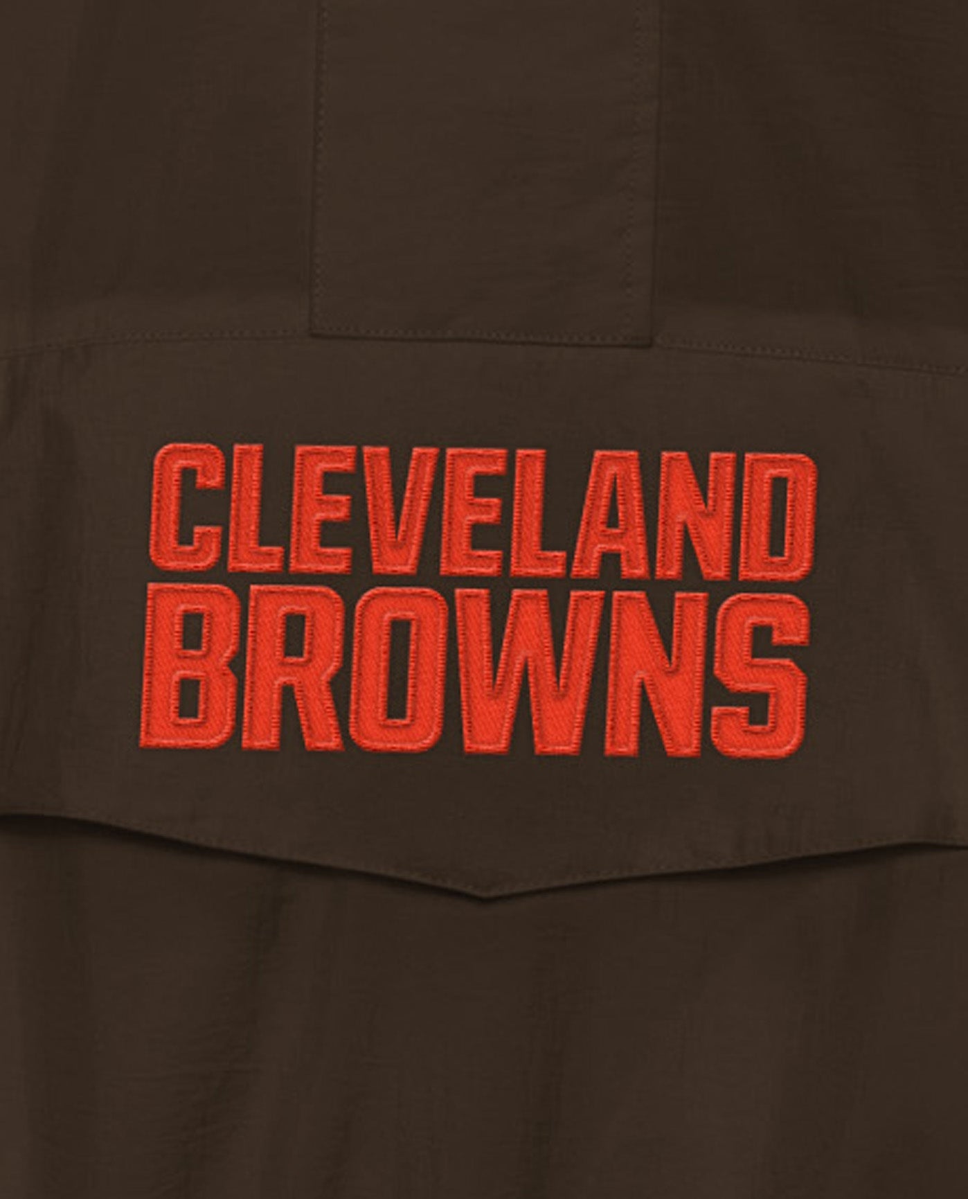 Side View of Starter Brown Cleveland Browns Home Team Half-Zip Starter Jacket | STR CLEVELAND BROWNS BROWN