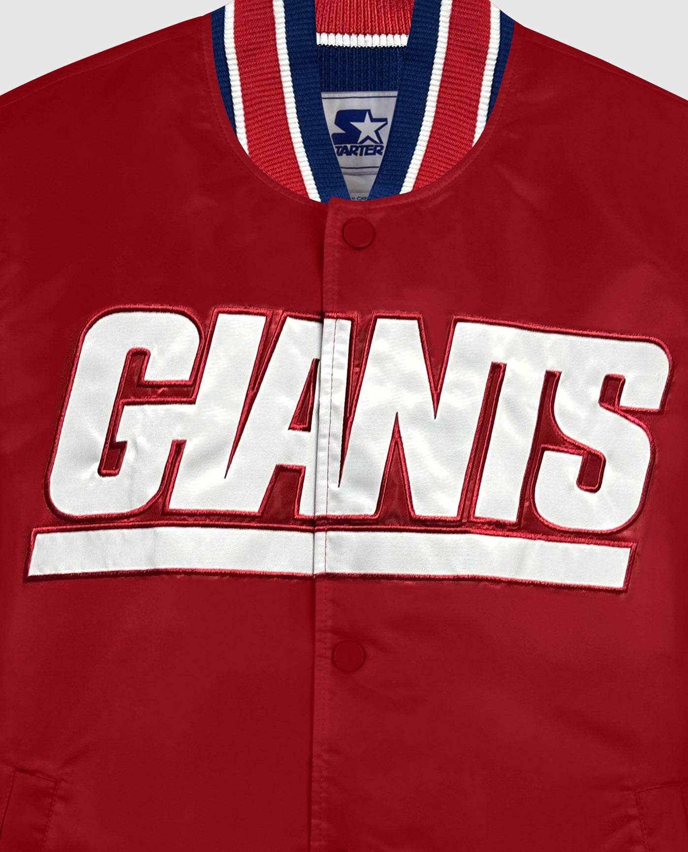 Alternate Detail View of Starter Red New York Giants Home Game Starter Satin Full-Snap Jacket | STR NEW YORK GIANTS RED
