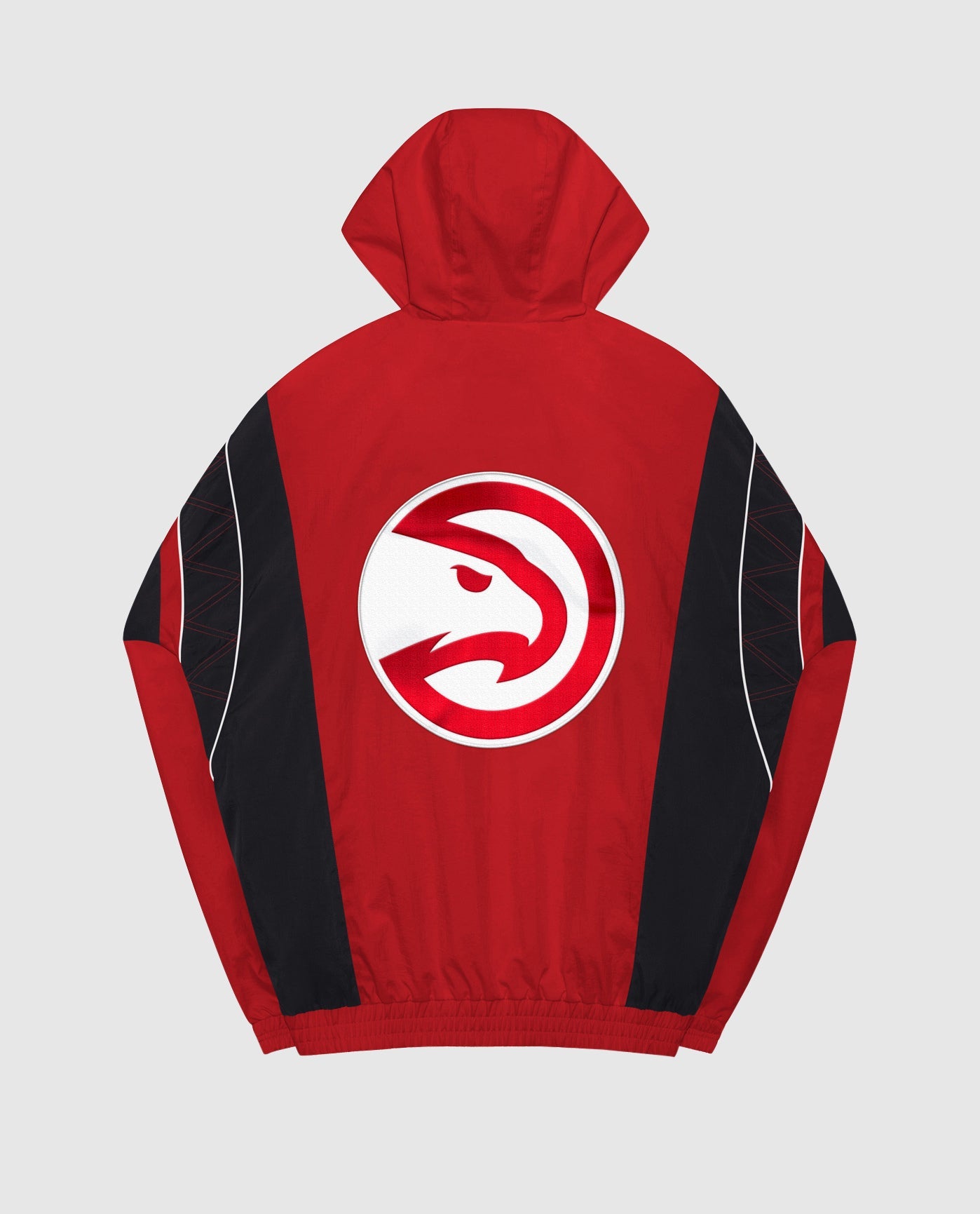 Back View of Starter Red Atlanta Hawks Home Team Half-Zip Starter Jacket | STR ATLANTA HAWKS RED