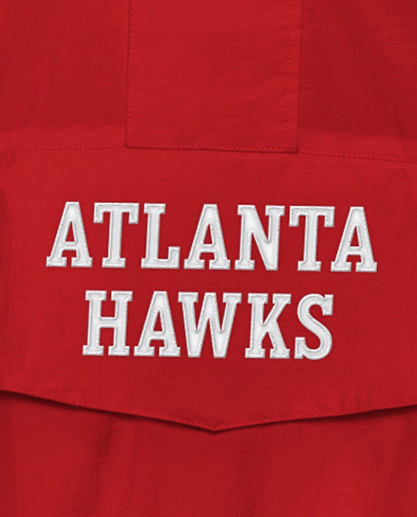 Side View of Starter Red Atlanta Hawks Home Team Half-Zip Starter Jacket | STR ATLANTA HAWKS RED